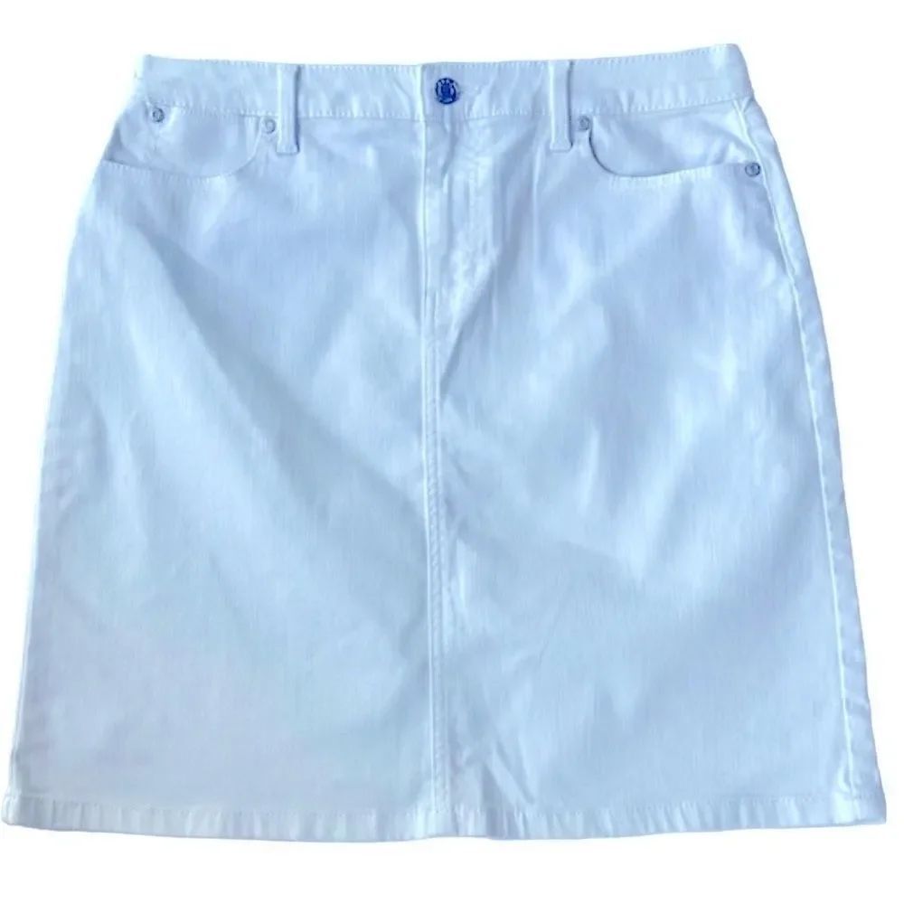 Talbots Women’s White  Coastal Cowgirl Summer Denim A Line Mini Skirt Sz 10P